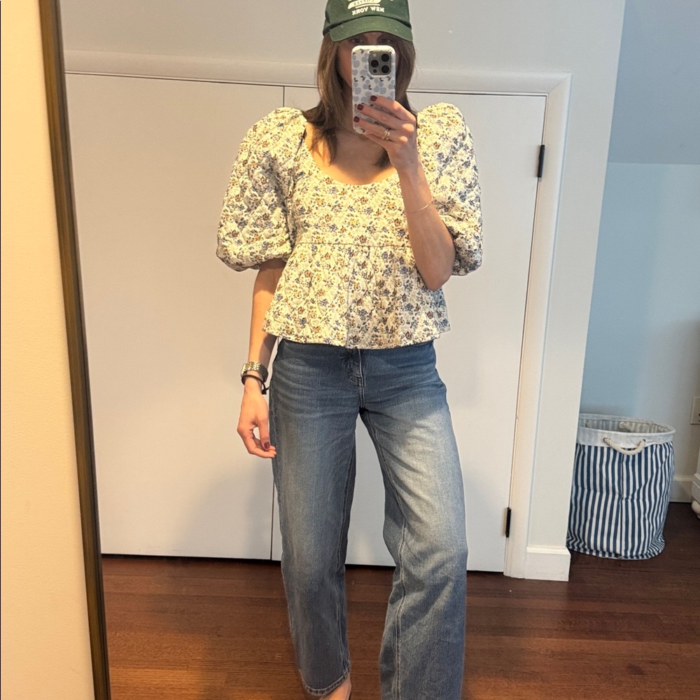 Loeffler Randall Floral Puff Sleeve Top - Picture 6 of 7
